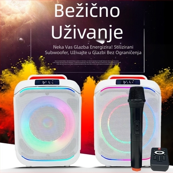 Bežični karaoke mikrofon s Bluetooth zvučnikom – Dva zvučnika, 40 W, domet 10 m, ugrađena baterija 2000–4000mAh, USB/SD/3,5 mm i Bluetooth, utor za karticu