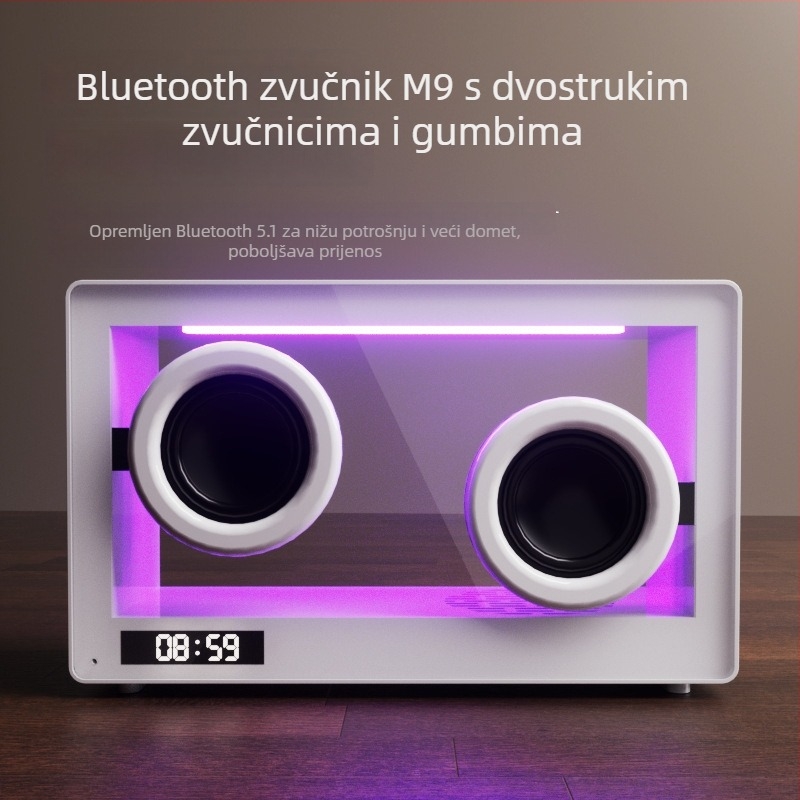 Prijenosni Bluetooth stolni zvučnik, dvostruki stereo zvučnici, 6W, raspon frekvencija 100 Hz–20 kHz, SNR ≥85 dB, ugrađena baterija 800–1000 mAh