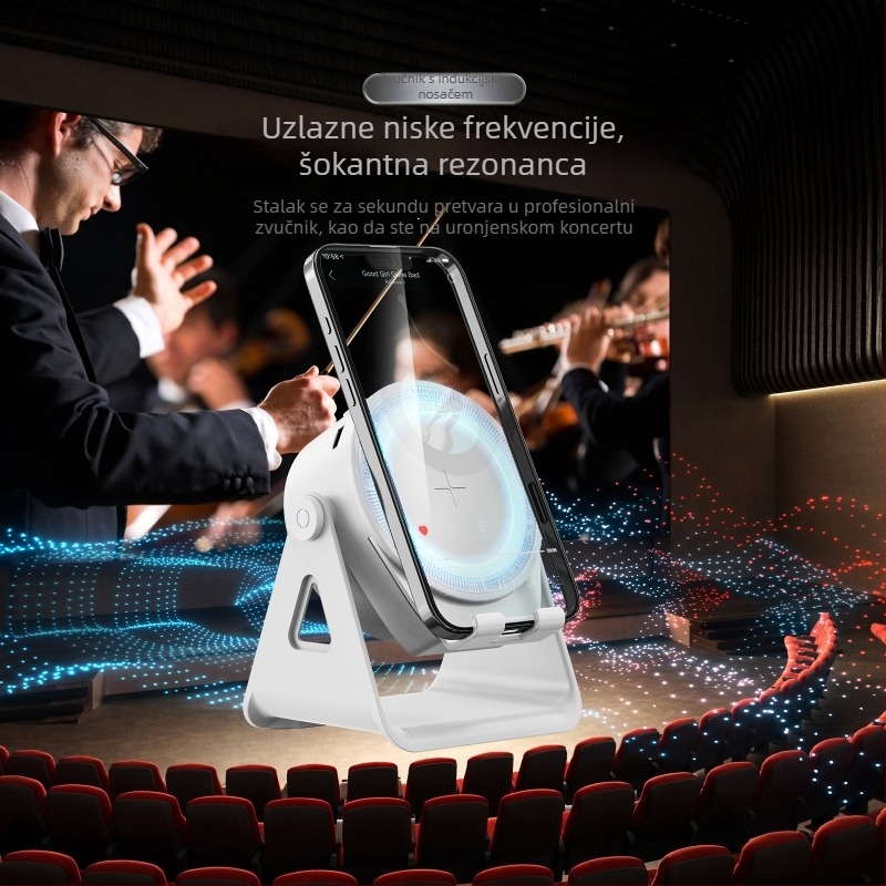 Bluetooth zvučnik s LED svjetlima i stalkom za stol – ugrađena baterija 1000–1200 mAh, Bluetooth 5.3, frekvencijski odziv 20 Hz–20 kHz, SNR ≥85 dB, domet do 10 m