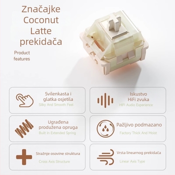 Weikav/vega Raw Coconut Latte petpin linearni mehanički prekidač za tipkovnicu s prilagodbom