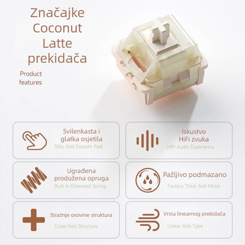 Weikav/vega Raw Coconut Latte petpin linearni mehanički prekidač za tipkovnicu s prilagodbom