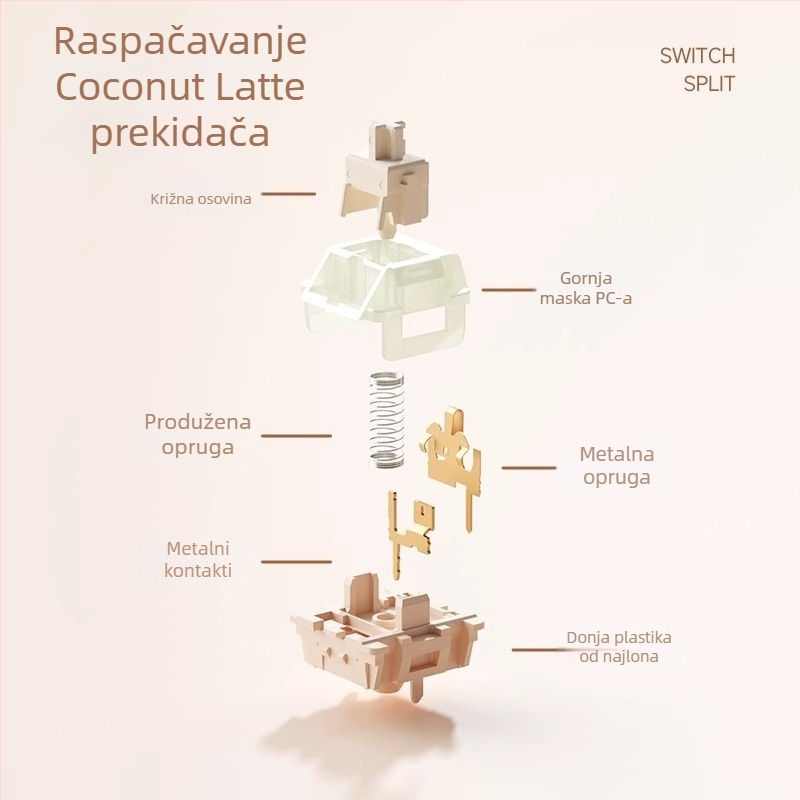 Weikav/vega Raw Coconut Latte petpin linearni mehanički prekidač za tipkovnicu s prilagodbom