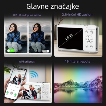 CCD digitalni fotoaparat S95PRO-D, CMOS senzor 72MP, 5K rezolucija 5120×2880, 18× digitalni zum, 2,8-inčni HD LCD zaslon