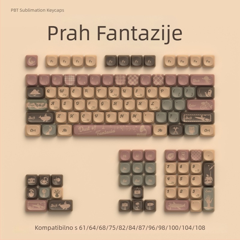 Keycap Fantasy Dust — retro kafa sublimacija za MOA mehaničku tipkovnicu, kompatibilno s Mai Congke Zhilang Spider