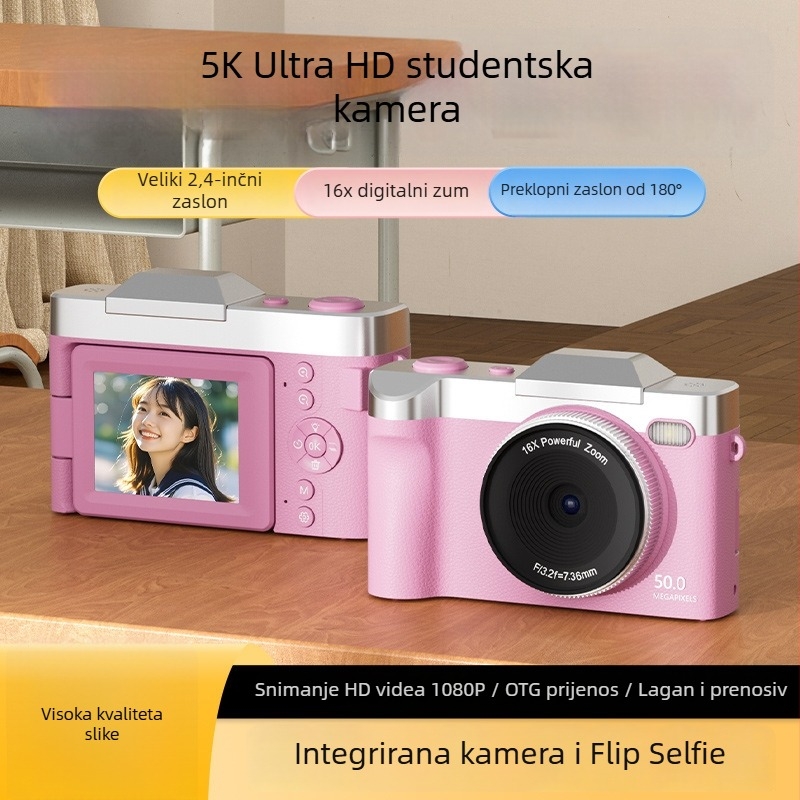8MP CCD digitalni fotoaparat s 16x optičkim zoomom, 2,3-inčni LCD, makro način, USB 2.0, periskopski objektiv, kućište od ABS-a