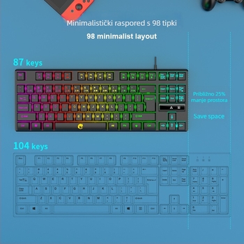 LIMEIDE 87-tipkovnica za igre, žična veza, RGB pozadinsko osvjetljenje, vodootporna
