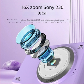 Digitalna CCD kamera s 21 MP, 16x optički zum, rezolucija 7360×4912 i 2,8-inčni LCD