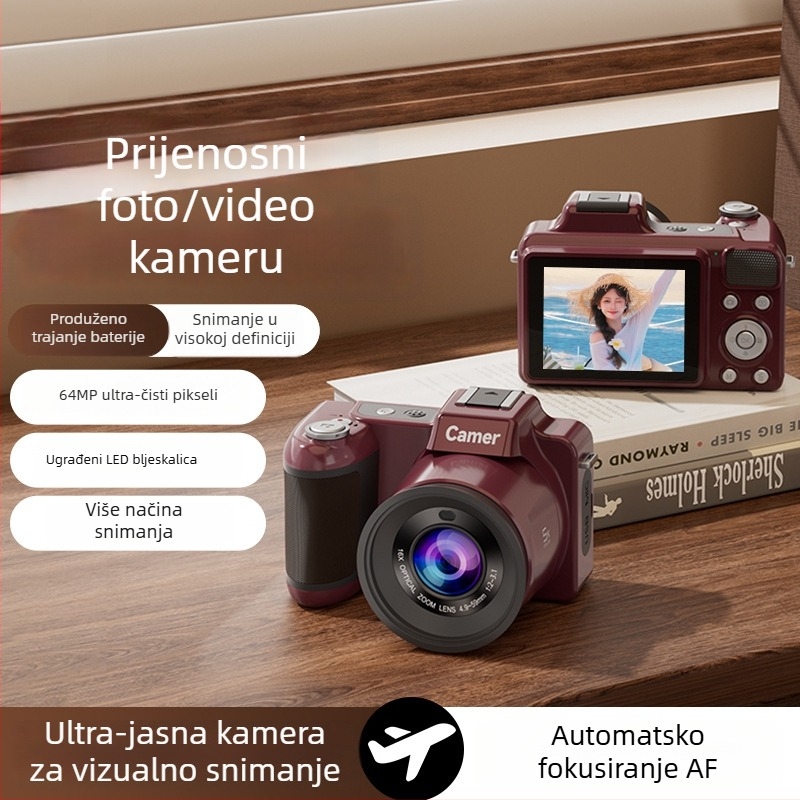DSLR digitalna kamera s 16x optičkim zumom, periskopskim objektivom, CCD senzor 1/2.7, 1080p HD, 2,8 inčni LCD