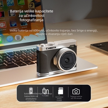 Dječja digitalna kamera s dvostrukim objektivom i selfie režimom, 48 MP CMOS 1/2,3 inčni senzor, 16x optički zum, 2,4 inča LCD, USB 3.0