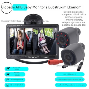 AHD dvokanalni dijeljeni auto monitor s usisnom stalkom, IR noćna kamera, 1280x720, AHD 720p