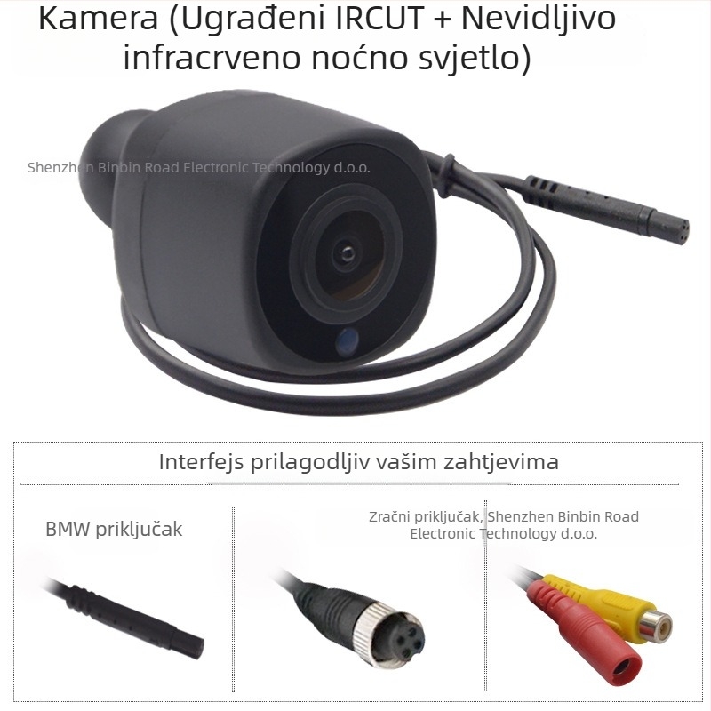 AHD dvokanalni dijeljeni auto monitor s usisnom stalkom, IR noćna kamera, 1280x720, AHD 720p
