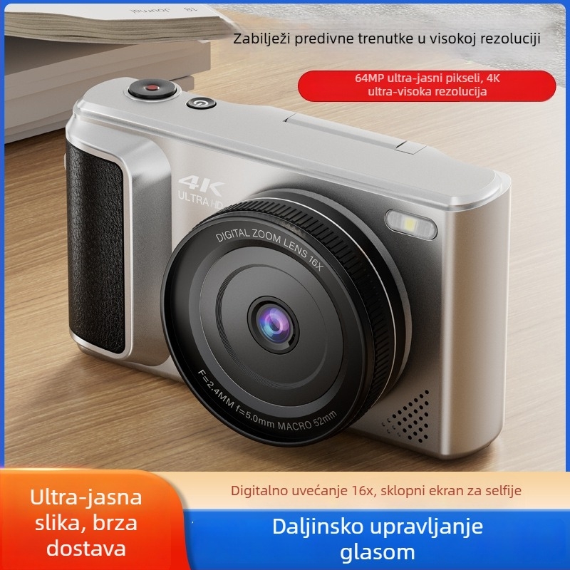 Bezgledna digitalna kamera, CMOS senzor 14 MP (1/1.8 inch), periskopski objektiv, 16x digitalni zum, 2.8 inch HD LCD, potpuno ručno upravljanje — idealno za selfie i vlog
