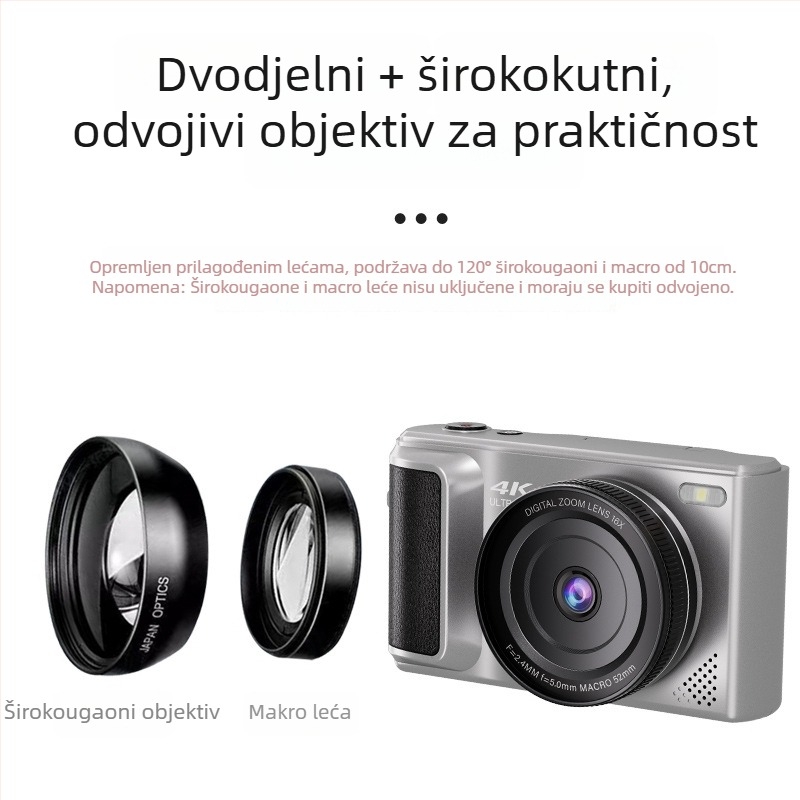 Bezgledna digitalna kamera, CMOS senzor 14 MP (1/1.8 inch), periskopski objektiv, 16x digitalni zum, 2.8 inch HD LCD, potpuno ručno upravljanje — idealno za selfie i vlog