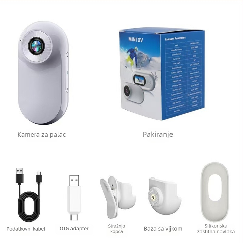 Kompaktna nosiva kamera za kućne ljubimce i djecu, na prsi ili vratu, vanjska upotreba, 1080p, 2MP, objektiv 3.6mm, težina 107 g