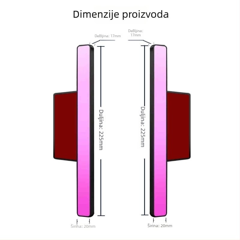 Pametna automobilska ambijentalna svjetlosna traka s RGB, glasovnim upravljanjem i ritmičnim osvjetljenjem - AS2039, 225×20×17 mm, 195 g, 5–12 V, Type-C