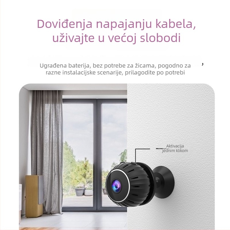 Bežična Wi‑Fi kamera s noćnim vidom, model X10, 720p/1080p rezolucija, daljinsko praćenje, trajanje baterije 50–60 minuta