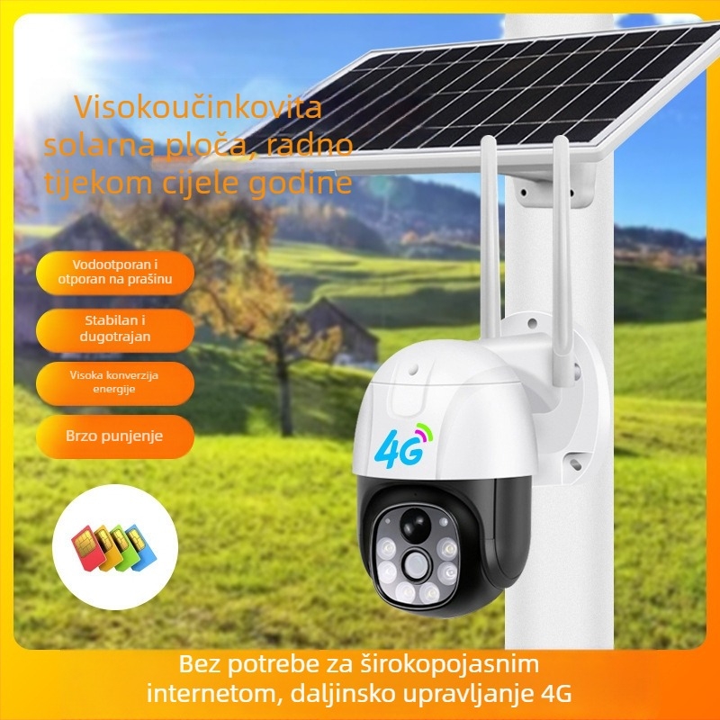 Vanjska V380 solarna kamera s noćnim vidom 1080p, 4G, niska potrošnja energije, pametno kućno praćenje