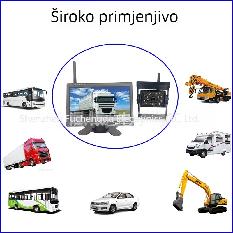 HD bežični sustav za sliku retrovizora, model 7012, LCD 800x480, analogno/digitalni ulaz, 24V