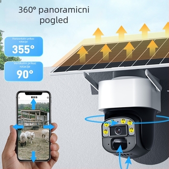 Solarna 4G kamera za unutarnju i vanjsku uporabu, 360° noćni pogled, HD