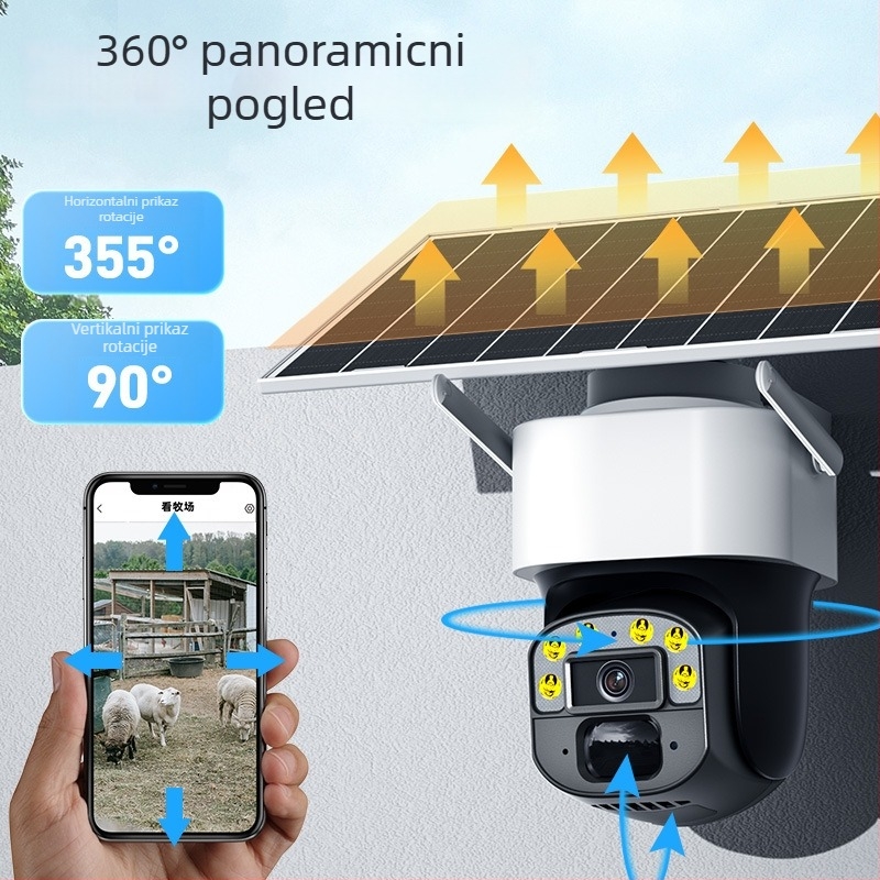 Solarna 4G kamera za unutarnju i vanjsku uporabu, 360° noćni pogled, HD