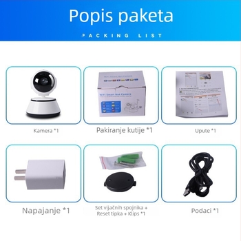 Pametna WiFi PTZ kamera s 360° rotacijom, noćni vid, 1280x960, obavijest o alarmu, unutarnja upotreba