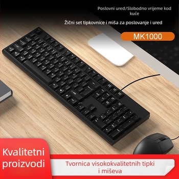 Set tipkovnice i miša, USB kabelski, 1000 DPI, ergonomski dizajn, vodootporan, pogodan za prijenosno računalo, kućnu i uredsku upotrebu