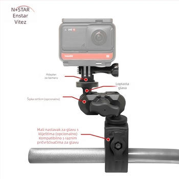 GoPro akcijska kamera univerzalni nosač za motocikl — N-STAR NPHA-CS (Brand: N-STAR; Model: NPHA-CS; Kompatibilnost: Univerzalna)