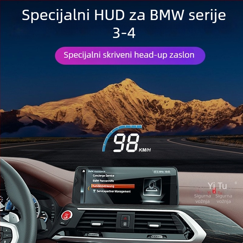 Yitu automobilni LCD monitor – Skriveni HUD za BMW 3-4 seriju, projekcija brzine