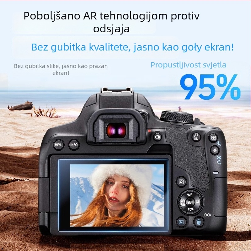 Zaštitni film za zaslon Canon R50 - PET materijal, AR premaz, visoka definicija, anti-refleksijsko
