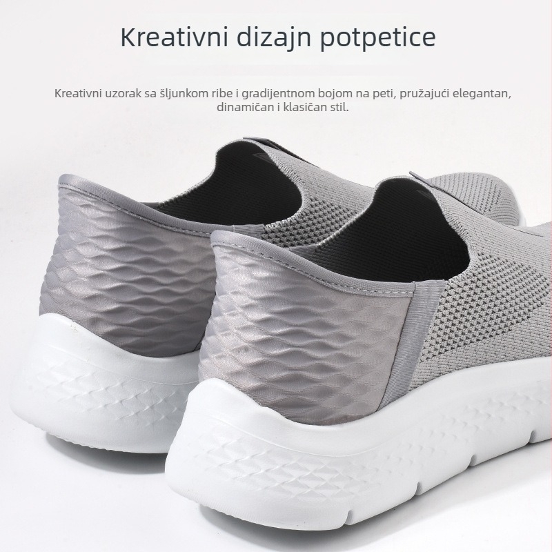 Slip-on tenisice za hodanje s prozračnim mrežastim gornjim dijelom, lagano ublažavanje, niski vrh, gumena potplata, unisex
