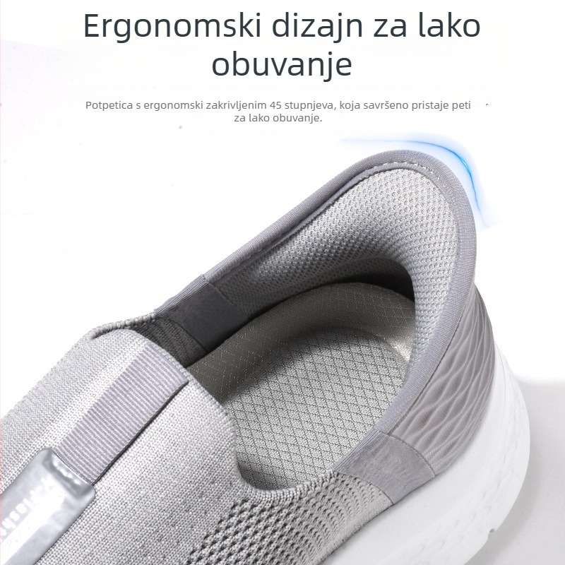 Slip-on tenisice za hodanje s prozračnim mrežastim gornjim dijelom, lagano ublažavanje, niski vrh, gumena potplata, unisex