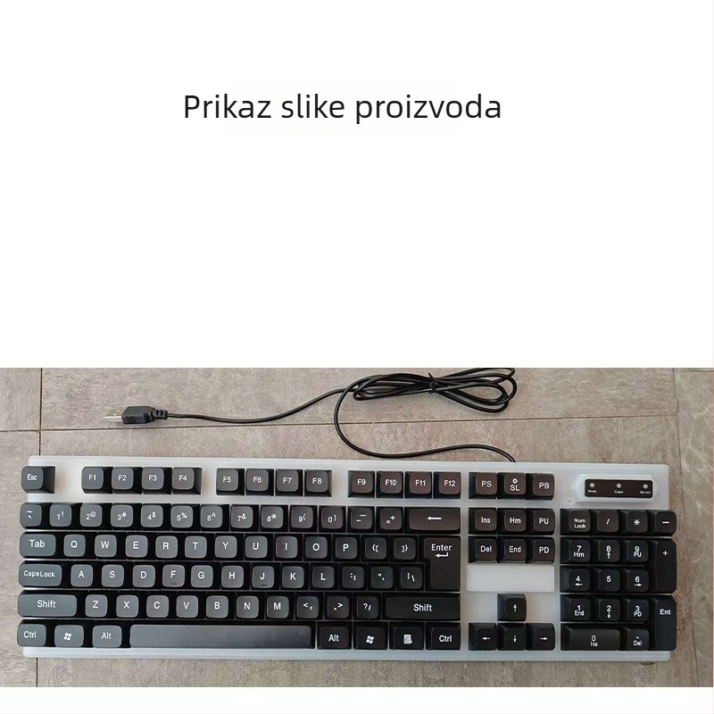 Set tipkovnice i miša, kabelski USB, više od 98 tipki, ABS kućište, jednofarbno pozadinsko osvjetljenje