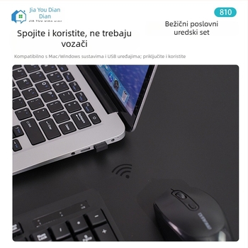 Bežični set tipkovnice i miša, ultra-tanki i tih, pozadinsko osvjetljenje, USB sučelja, model 810, za prijenosno računalo i kućnu upotrebu