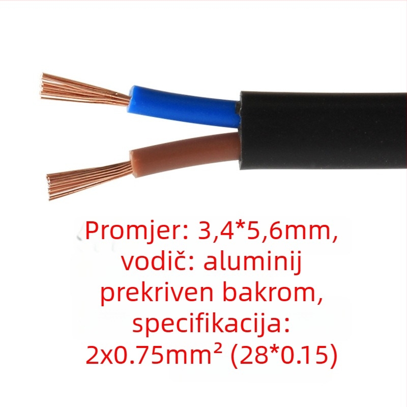 Lin Yun Era napajajući kabel, dvostruki vodič, PVC kućište, europski dvokraki okrugli utikač, 2x0.75mm²