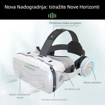 All-in-One VR headset za mobitel s ugrađenim slušalicama, 3D podrška, zaslon 4.7–7.2 inča, plastično kućište