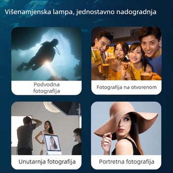 Suptig GoPro podvodna LED svjetiljka za ronjenje, vodootporna, s 5-modnim popunjavajućim svjetlom