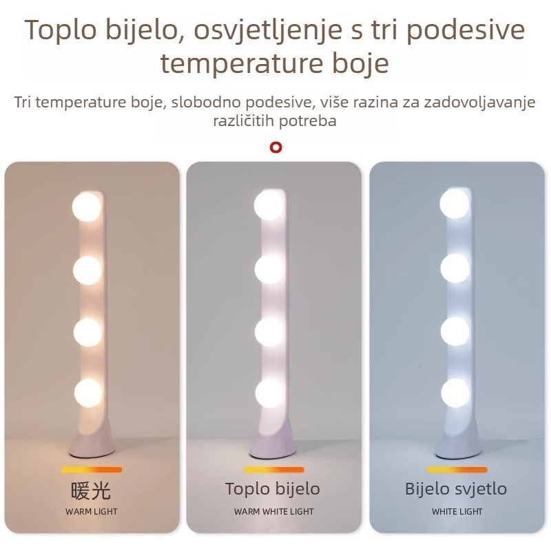 Stolna LED rasvjeta za dopunu za livestream, četiri reda, rasvjeta za šminkanje, tri temperature boje