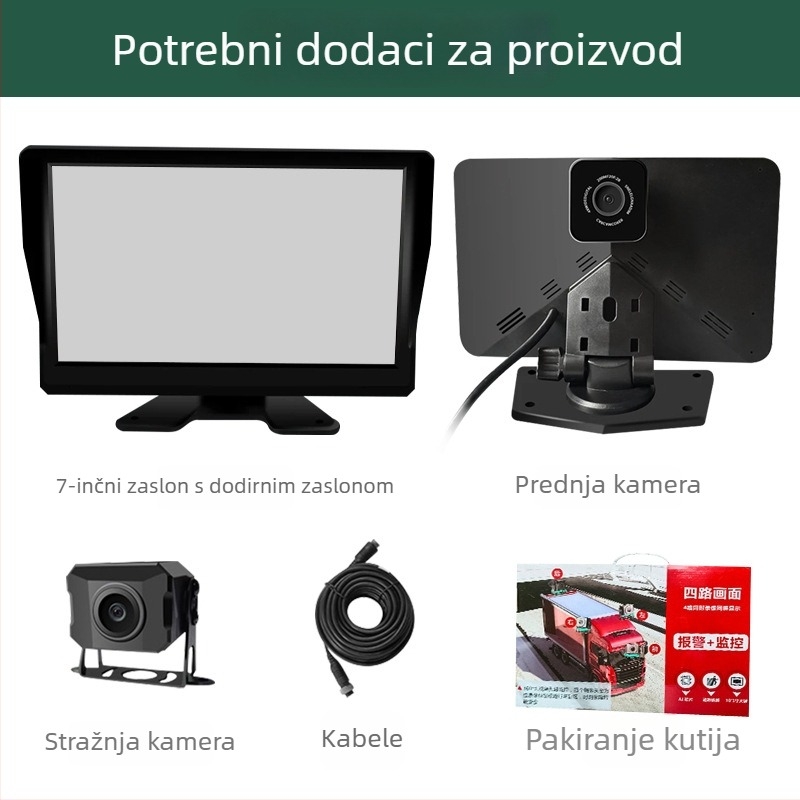 Display za vožnju unatrag s dvostrukim nadzorom, IPS zaslon, rezolucija 1920x1080, prednji i stražnji zapis