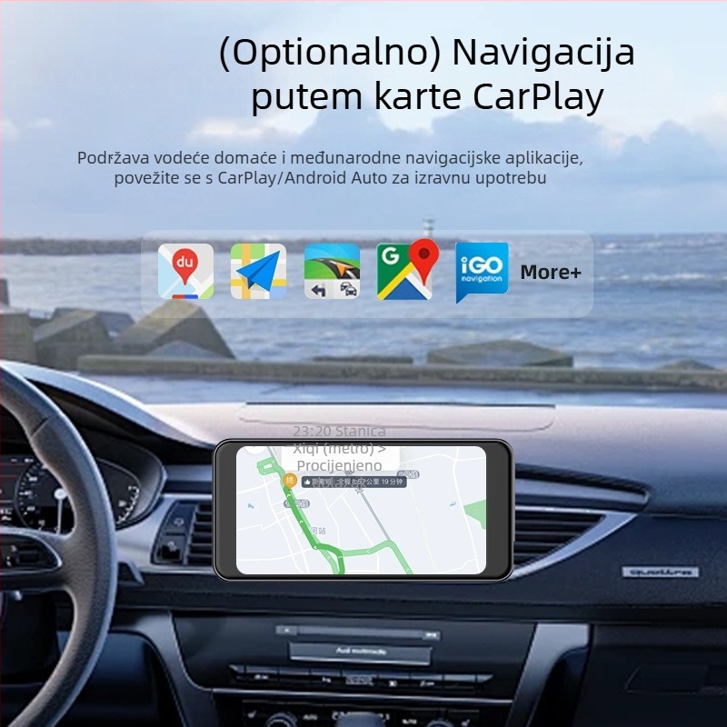 Dualna kamera za retrovizor automobila - 1080p, 120° vidno polje, Wi‑Fi, bez zaslona, TF kartica do 256 GB