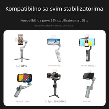 Stabilizator gimbala za telefon s magnetskim svjetlom za prijenos uživo i snimanje videa, uspravni način, snaga <10W, napon 3,7V, tri temperature boje