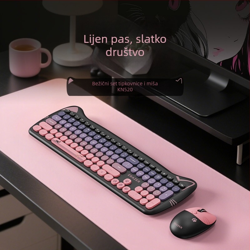 KN520 Bežični set tipkovnice i miša — Bluetooth i 2.4G povezivost, Bluetooth tipkovnica i Bluetooth miš, DPI 4000, ergonomski dizajn