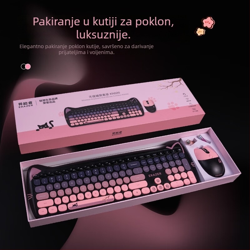 KN520 Bežični set tipkovnice i miša — Bluetooth i 2.4G povezivost, Bluetooth tipkovnica i Bluetooth miš, DPI 4000, ergonomski dizajn