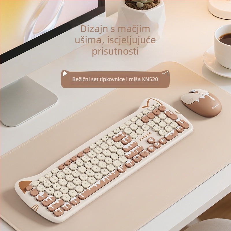 KN520 Bežični set tipkovnice i miša — Bluetooth i 2.4G povezivost, Bluetooth tipkovnica i Bluetooth miš, DPI 4000, ergonomski dizajn