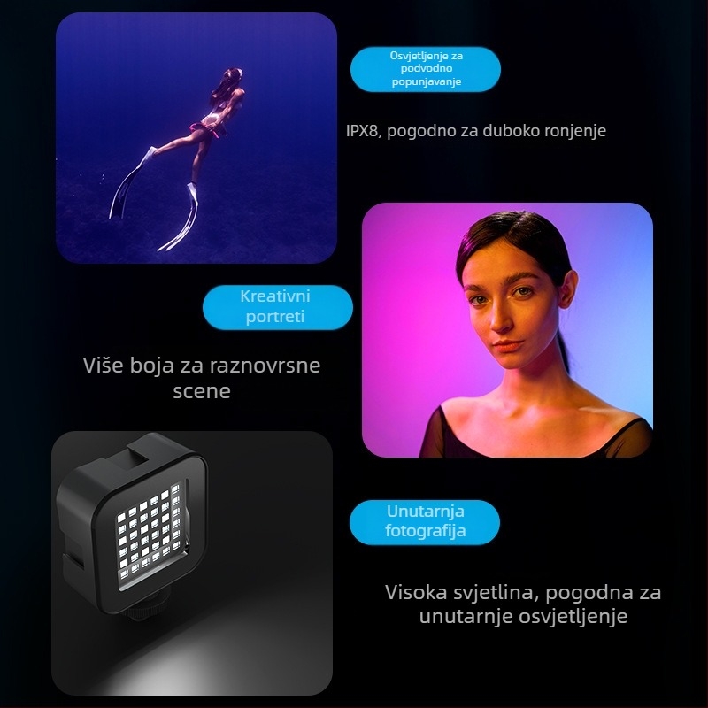 Podvodno vlog svjetlo — IPX8 vodootporna svjetiljka za ronjenje, univerzalna kompatibilnost, dubina 30 m, kompaktan džepni dizajn