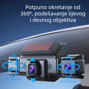 4K 360° auto kamera s noćnim vidom, Wi‑Fi povezanost s pametnim telefonom, prednja, stražnja, lijeva i desna kamera, višekanalni sustav