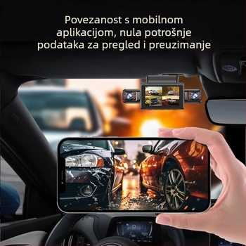 4K 360° auto kamera s noćnim vidom, Wi‑Fi povezanost s pametnim telefonom, prednja, stražnja, lijeva i desna kamera, višekanalni sustav
