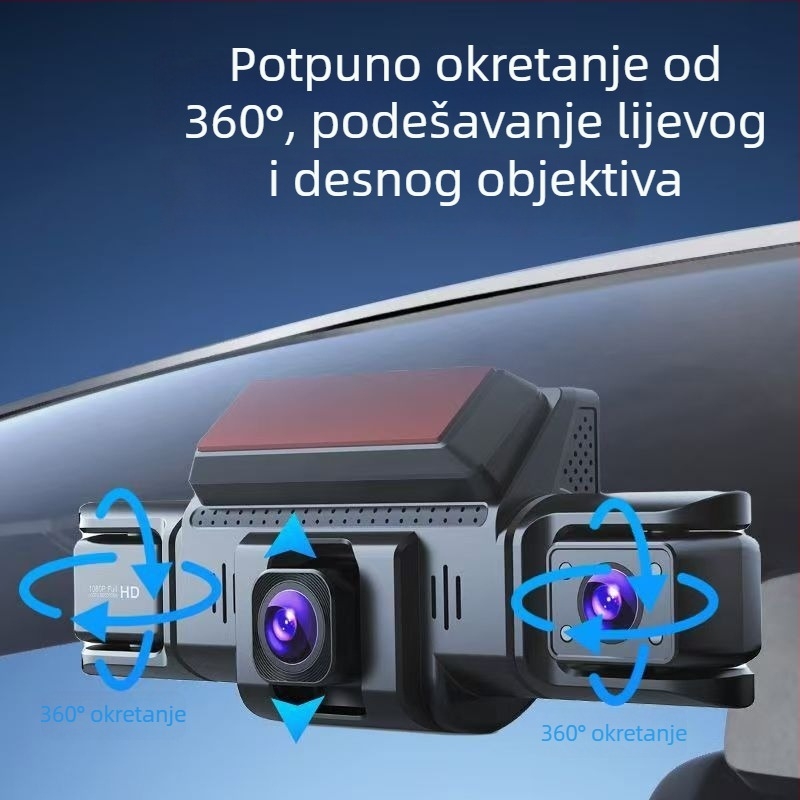 4K 360° auto kamera s noćnim vidom, Wi‑Fi povezanost s pametnim telefonom, prednja, stražnja, lijeva i desna kamera, višekanalni sustav