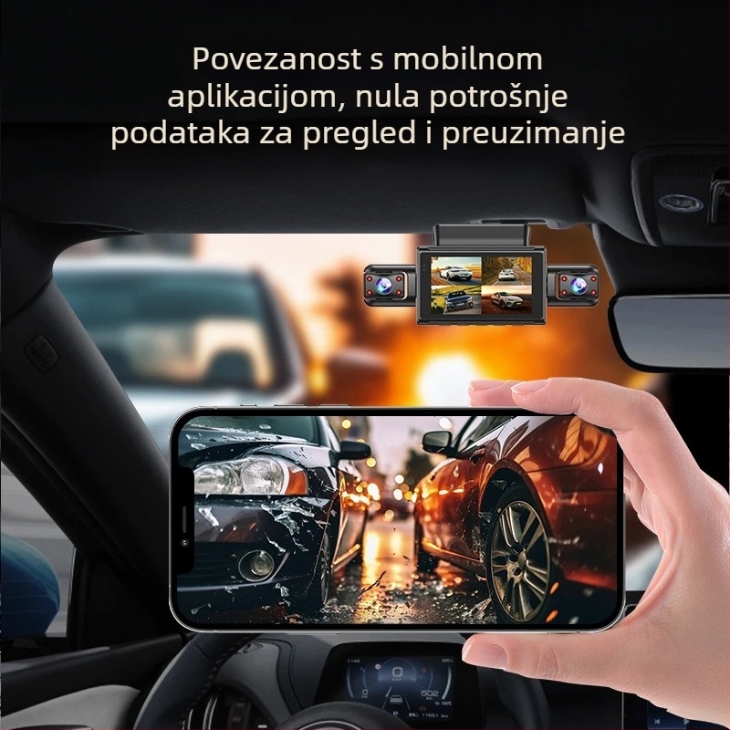 4K 360° auto kamera s noćnim vidom, Wi‑Fi povezanost s pametnim telefonom, prednja, stražnja, lijeva i desna kamera, višekanalni sustav