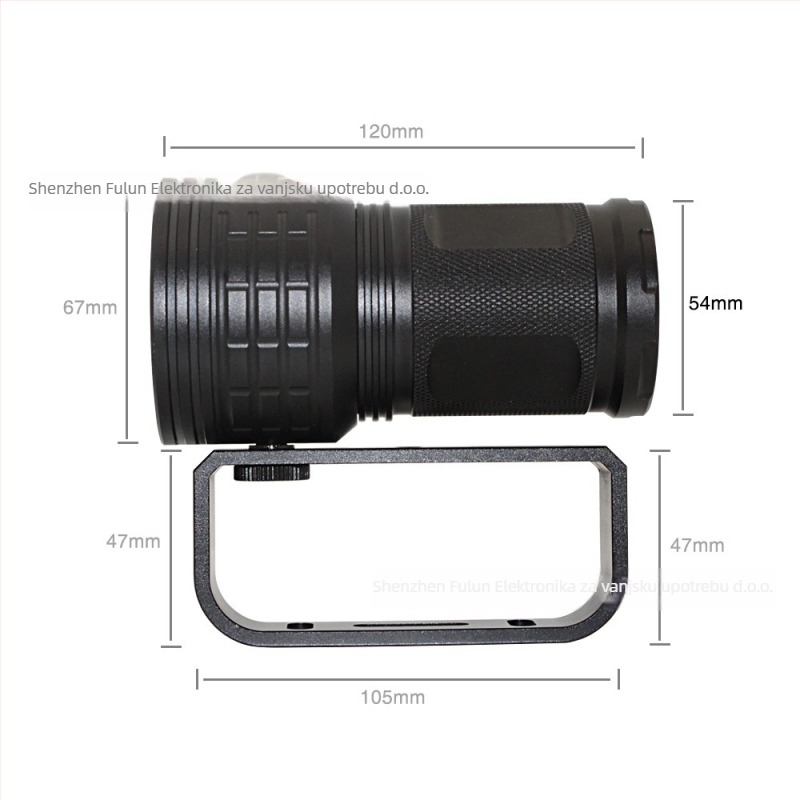 LED svjetlo za podvodnu fotografiju, 15 LED, 150W, 360° rotacija, punjiva 2000mAh, domet 100–200 m