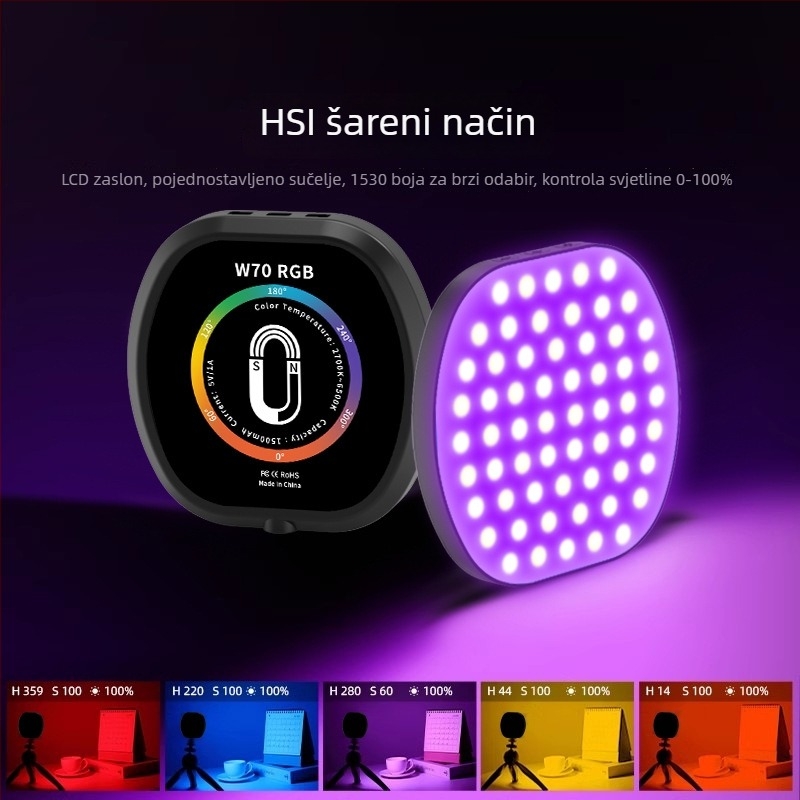 Magnetno LED svjetlo za dopunu za videokonferencije, RGB rasvjeta za prijenos uživo, za telefon i kameru, džepno svjetlo